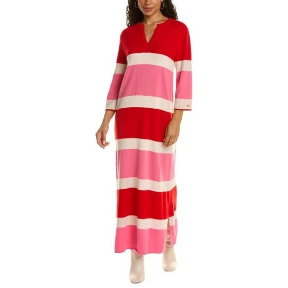 Frances Valentine Dresses & Skirts - FRANCES VALENTINE Size XL Angora Lambswool Striped Maxi Sweater Dress Pink Red